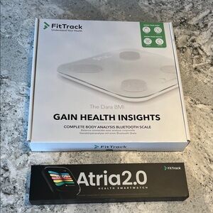 FitTrack White Bluetooth Scale and Health Smartwatch